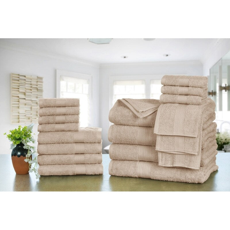 Luxurious Cotton 600 GSM Bathroom Towel Sets by Ample Decor - Set of 18