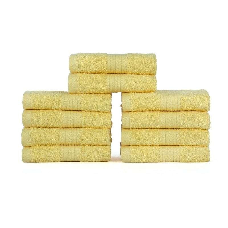 Luxurious Cotton 600GSM Soft Wash Cloths 12X12 Inch by Ample Decor - 10 Pcs