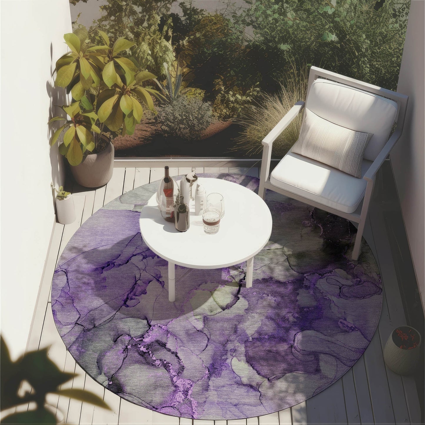 Machine Washable Indoor/ Outdoor Abstract Chantille Rug
