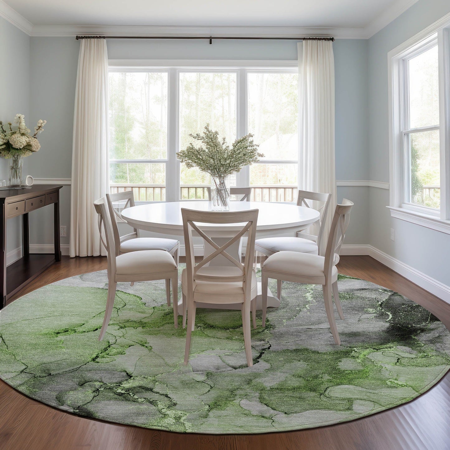 Machine Washable Indoor/ Outdoor Abstract Chantille Rug