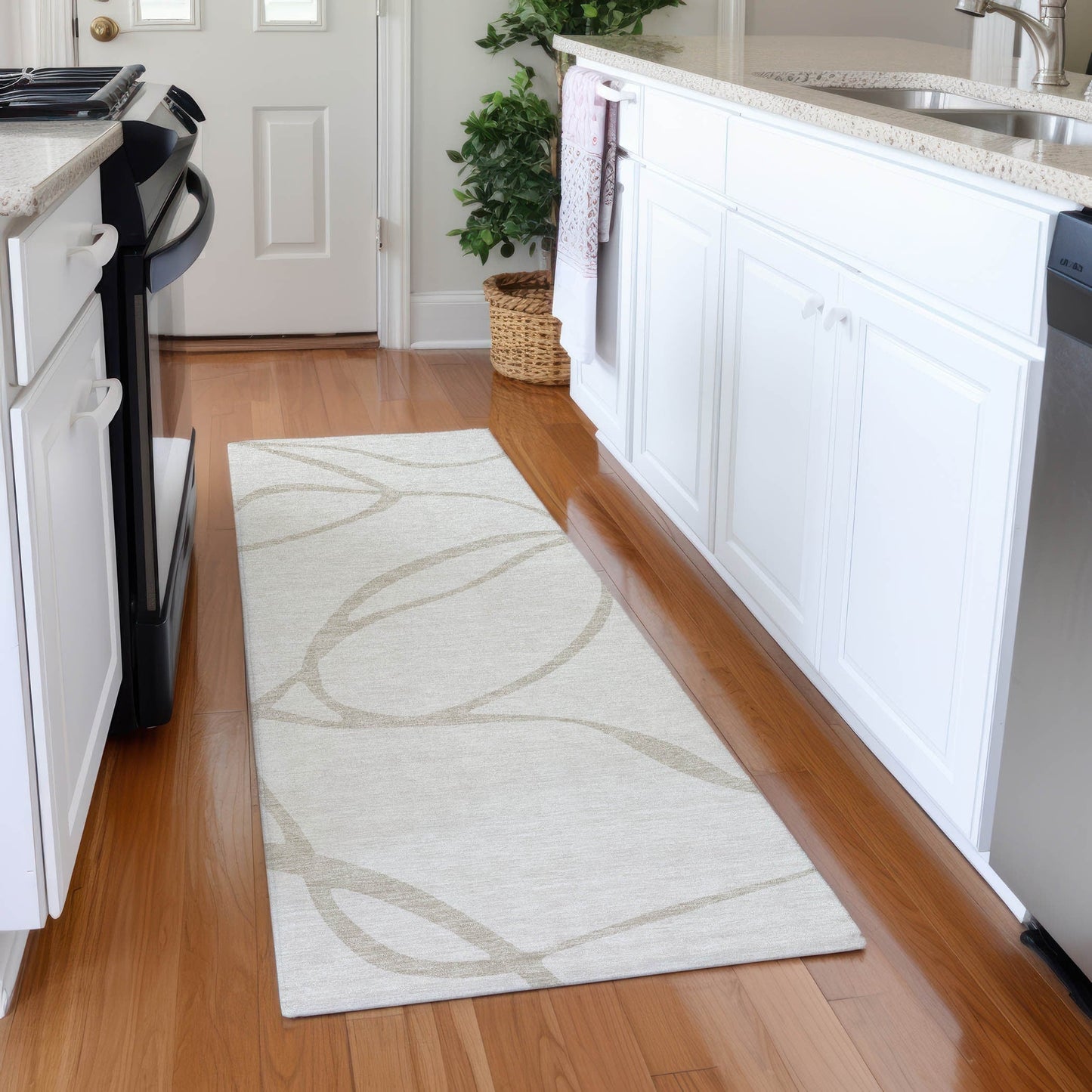 Machine Washable Indoor/ Outdoor Abstract Modern Chantille Rug