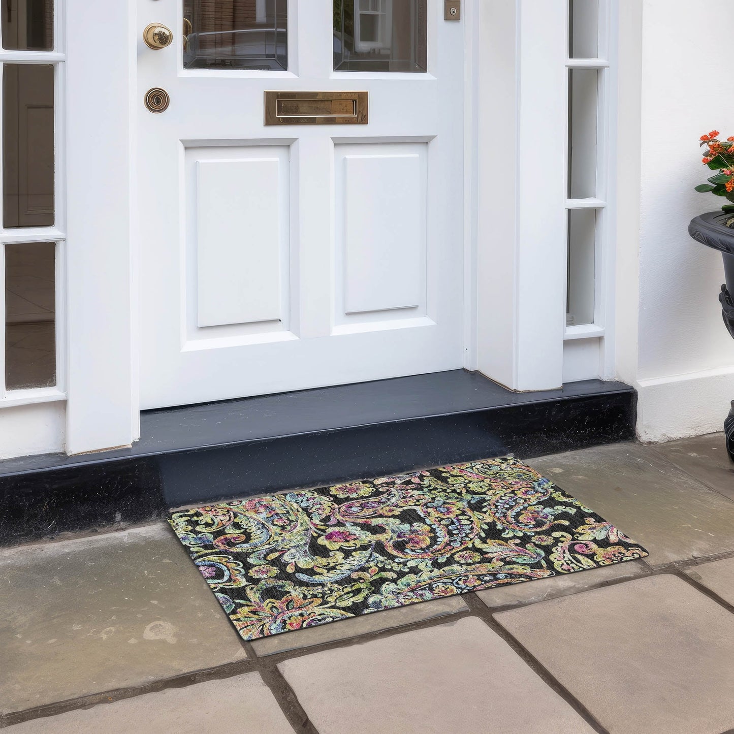 Machine Washable Indoor/ Outdoor Chantille Traditional Scroll Rug