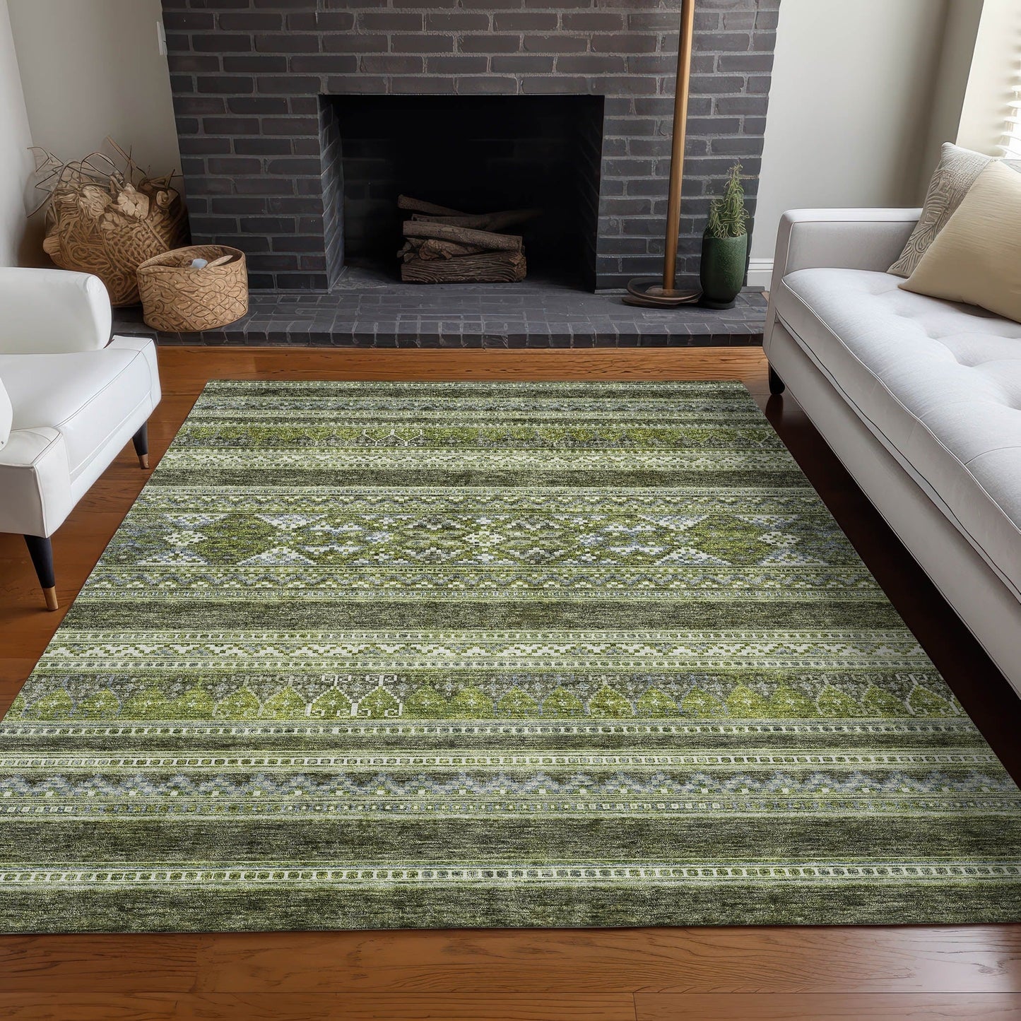 Machine Washable Indoor/ Outdoor Chantille Tribal Boho Rug
