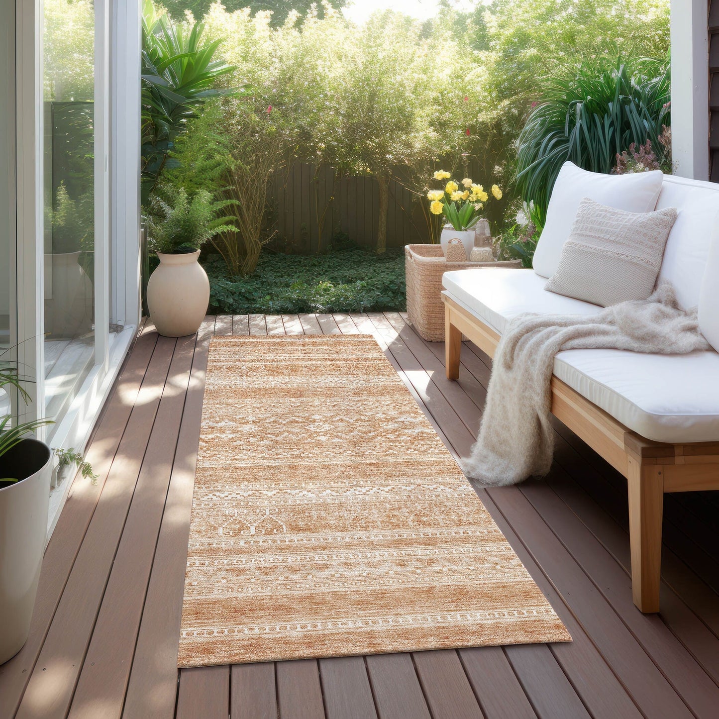 Machine Washable Indoor/ Outdoor Chantille Tribal Boho Rug