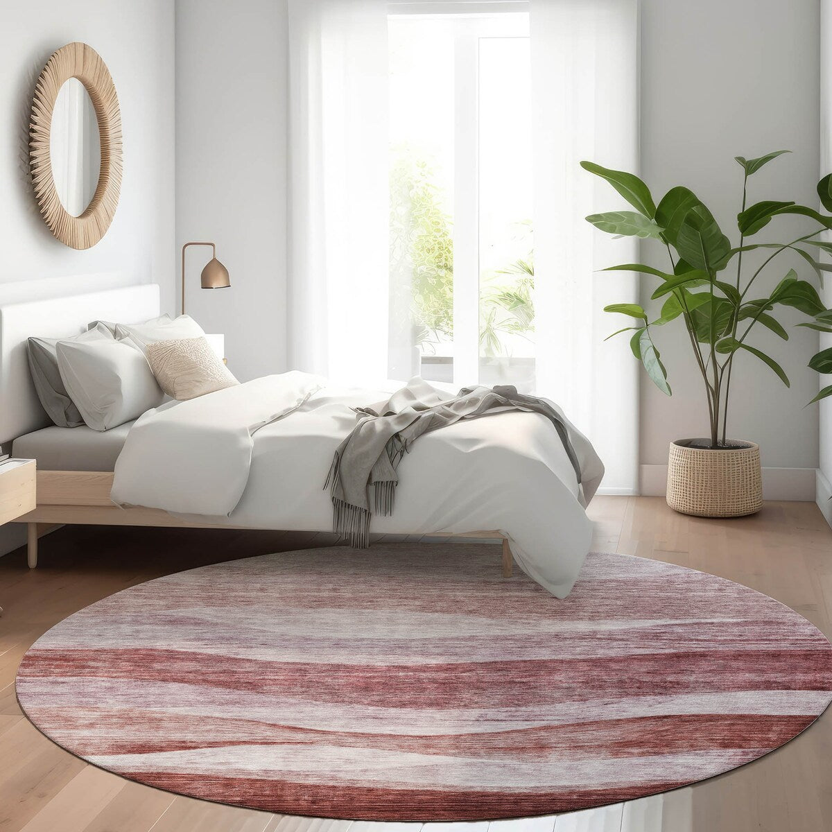 Machine Washable Indoor/ Outdoor Contemporary Waves Chantille Rug