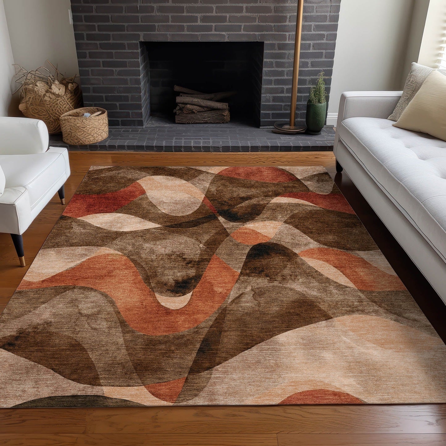 Machine Washable Indoor/ Outdoor Modern Chantille Rug