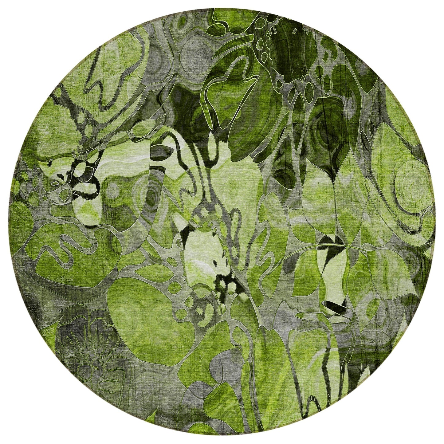 Machine Washable Indoor/ Outdoor Modern Floral Chantille Rug