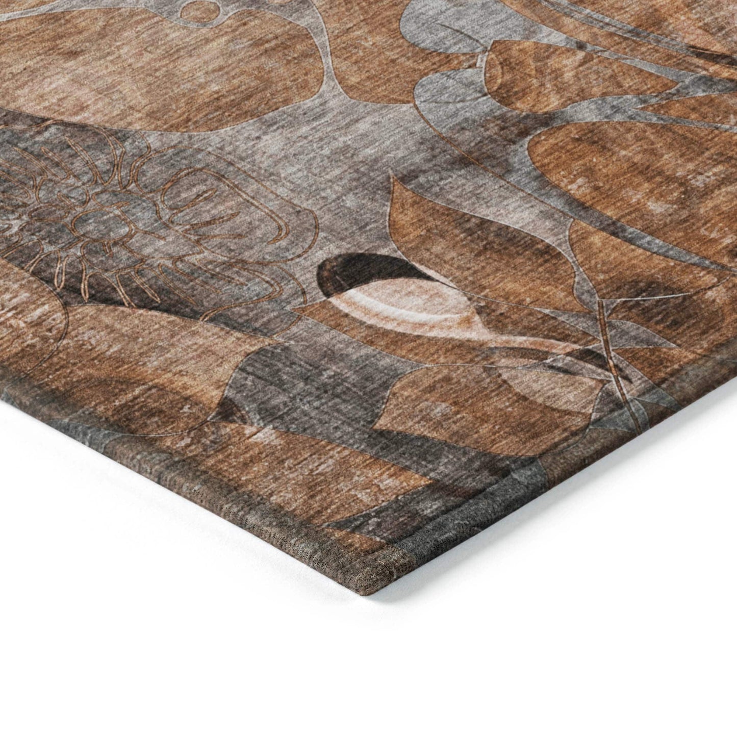 Machine Washable Indoor/ Outdoor Modern Floral Chantille Rug