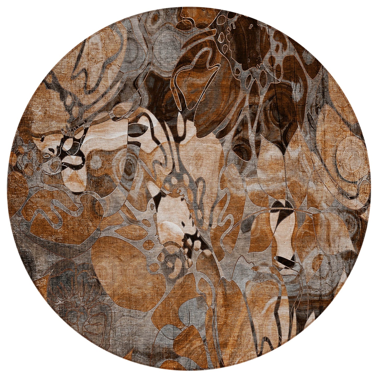 Machine Washable Indoor/ Outdoor Modern Floral Chantille Rug