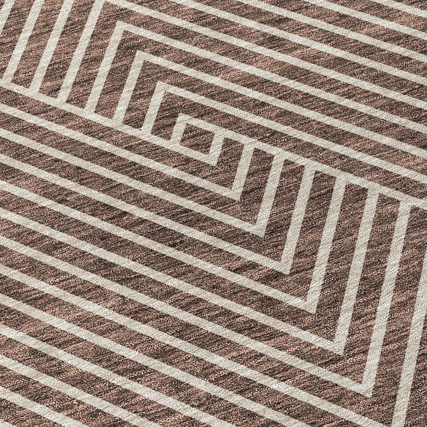 Machine Washable Indoor/ Outdoor Modern Geo Chantille Rug
