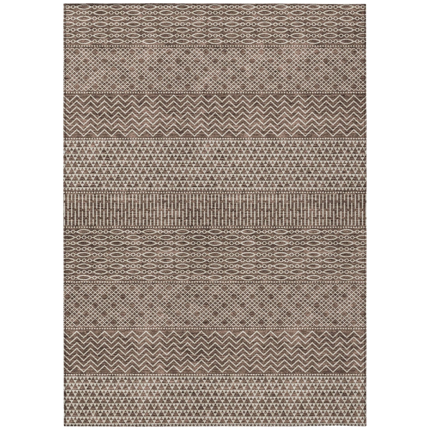Machine Washable Indoor/ Outdoor Modern Stripes Chantille Rug