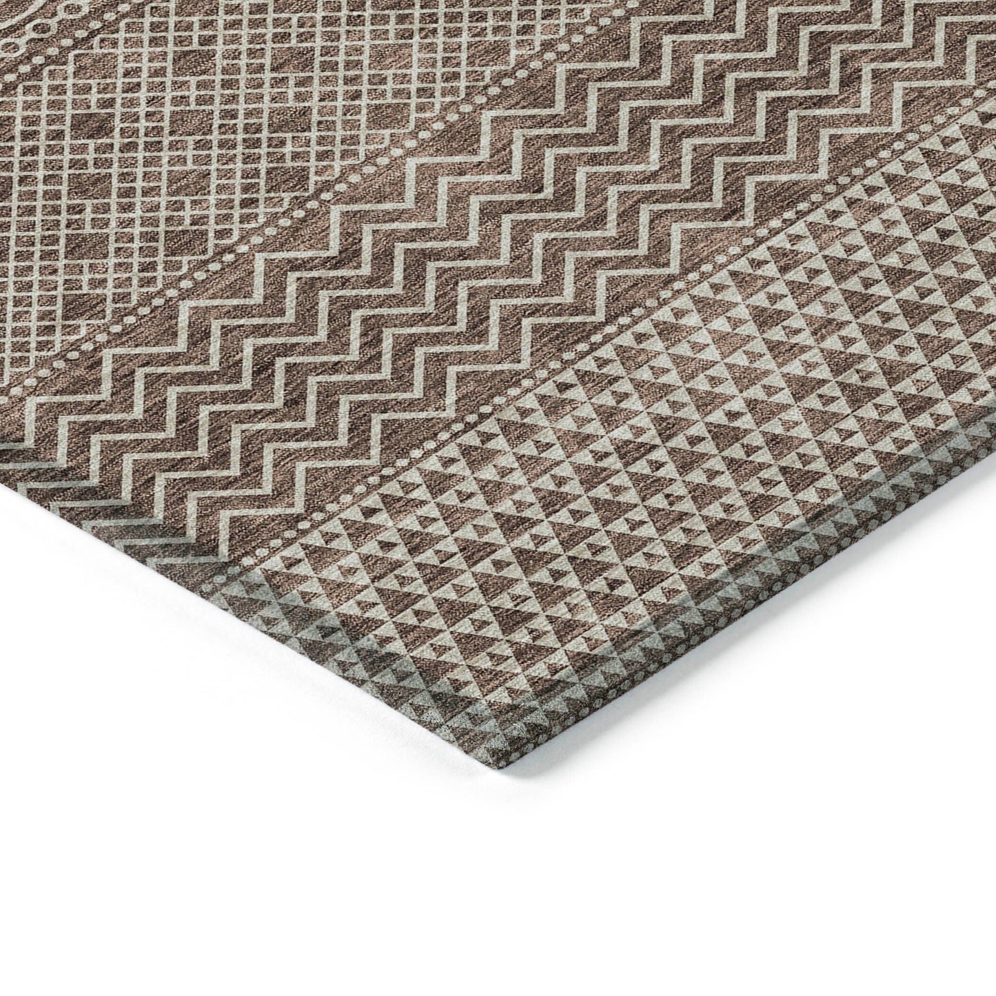 Machine Washable Indoor/ Outdoor Modern Stripes Chantille Rug