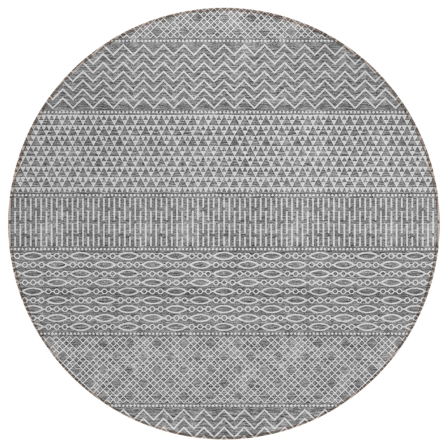 Machine Washable Indoor/ Outdoor Modern Stripes Chantille Rug