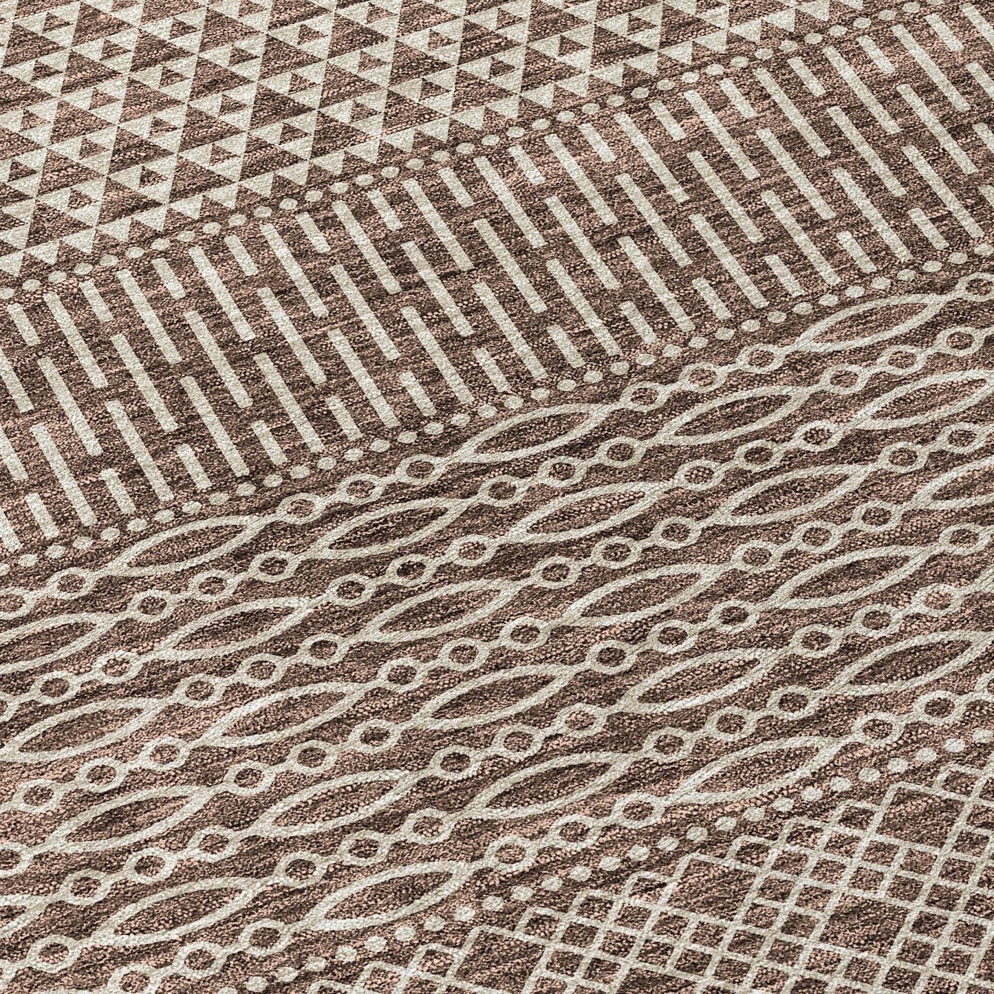 Machine Washable Indoor/ Outdoor Modern Stripes Chantille Rug