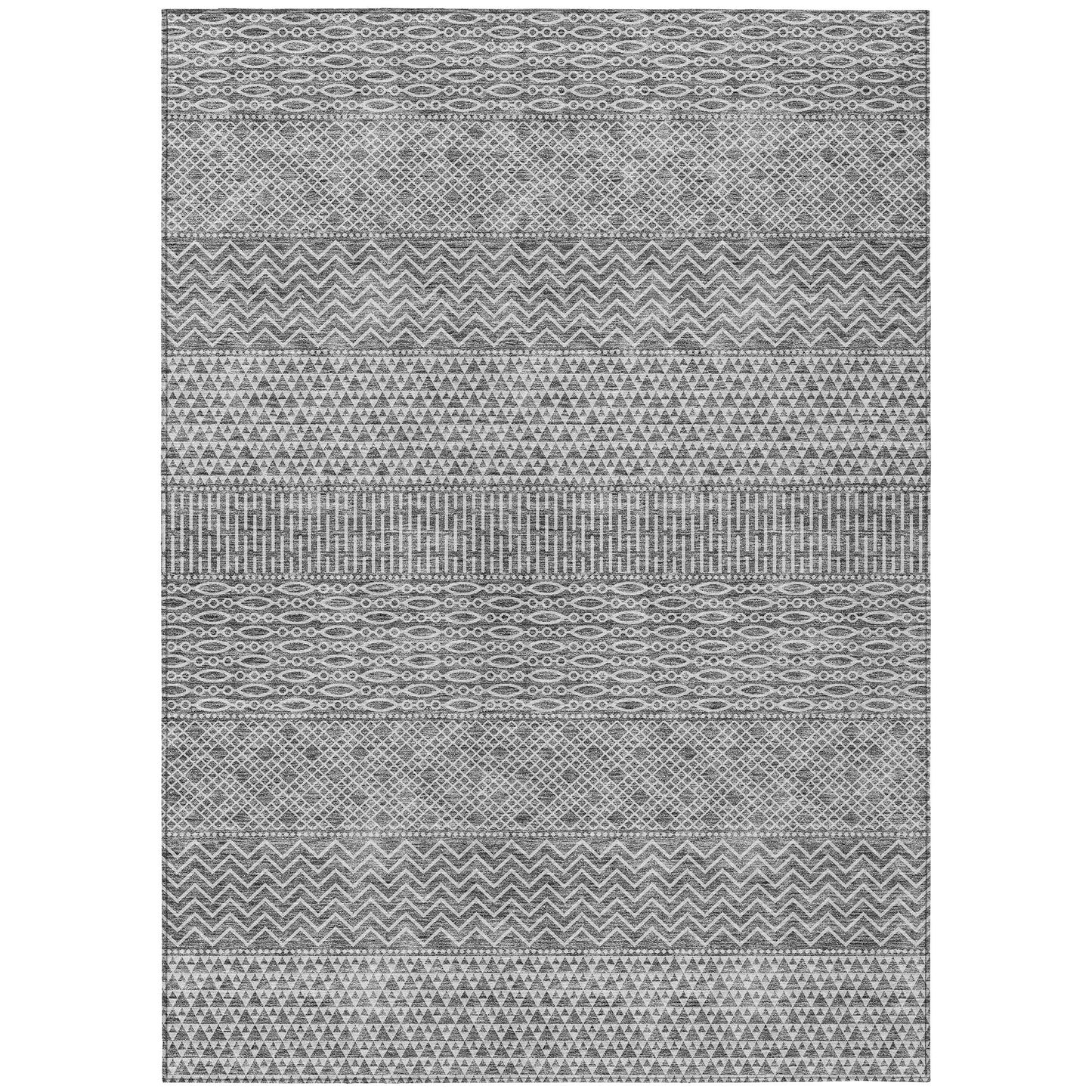 Machine Washable Indoor/ Outdoor Modern Stripes Chantille Rug