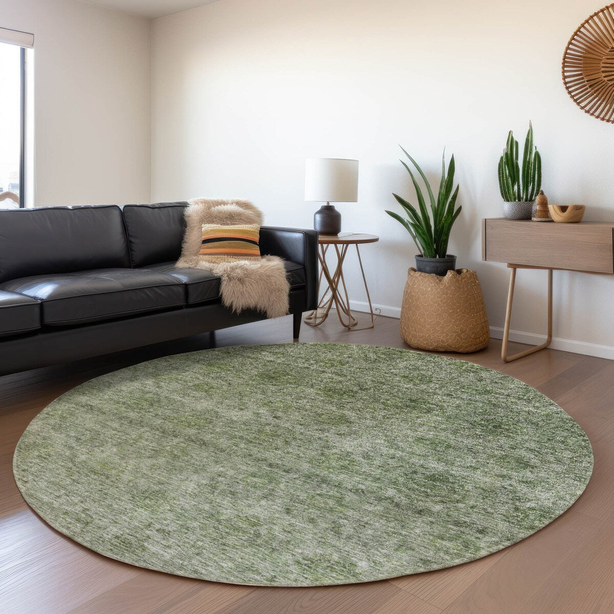 Machine Washable Indoor/ Outdoor Ombre Damask Chantille Rug