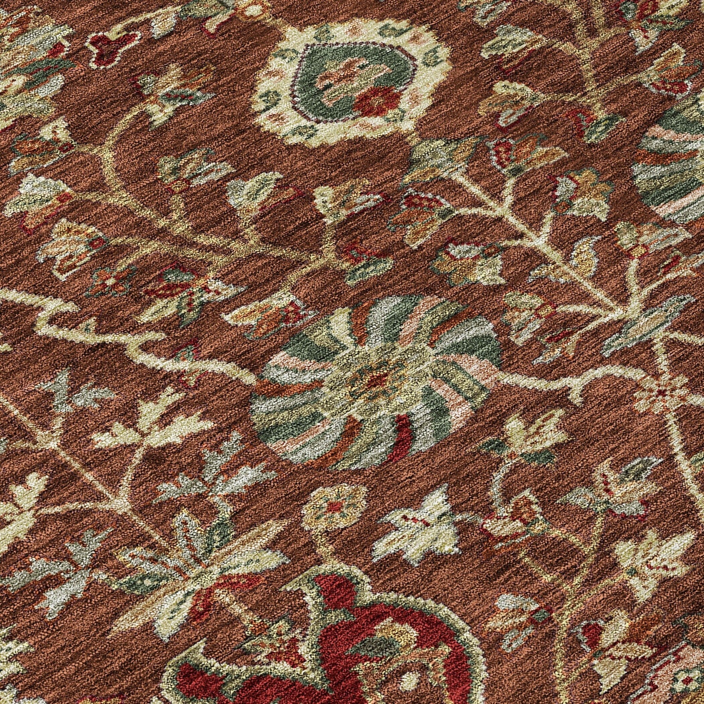 Machine Washable Indoor/ Outdoor Traditional Kashan Chantille Rug