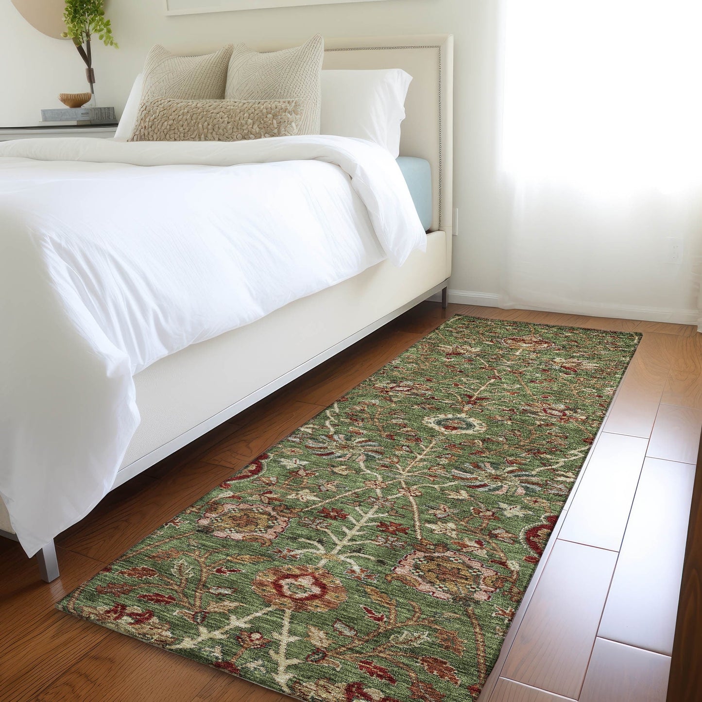 Machine Washable Indoor/ Outdoor Traditional Kashan Chantille Rug