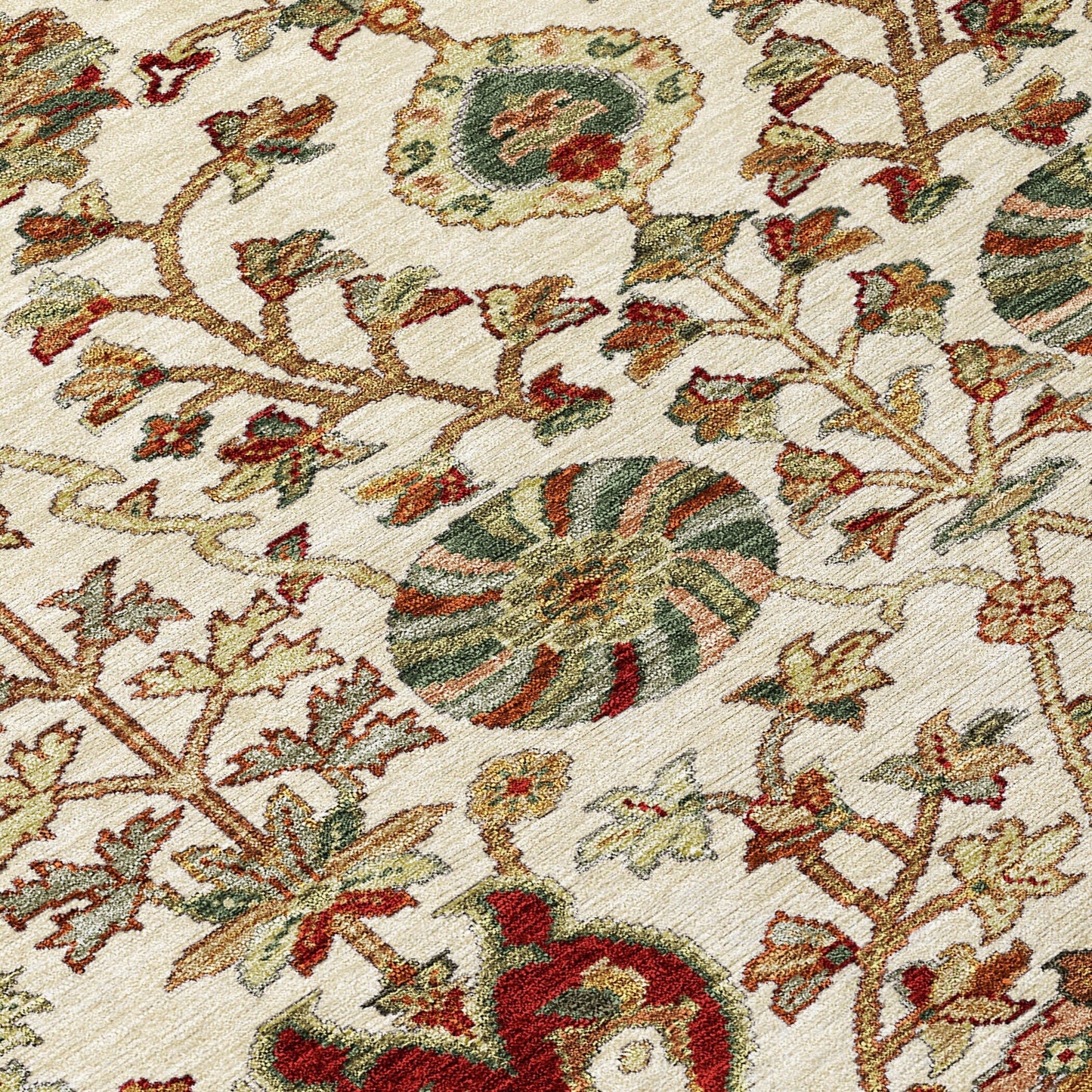Machine Washable Indoor/ Outdoor Traditional Kashan Chantille Rug
