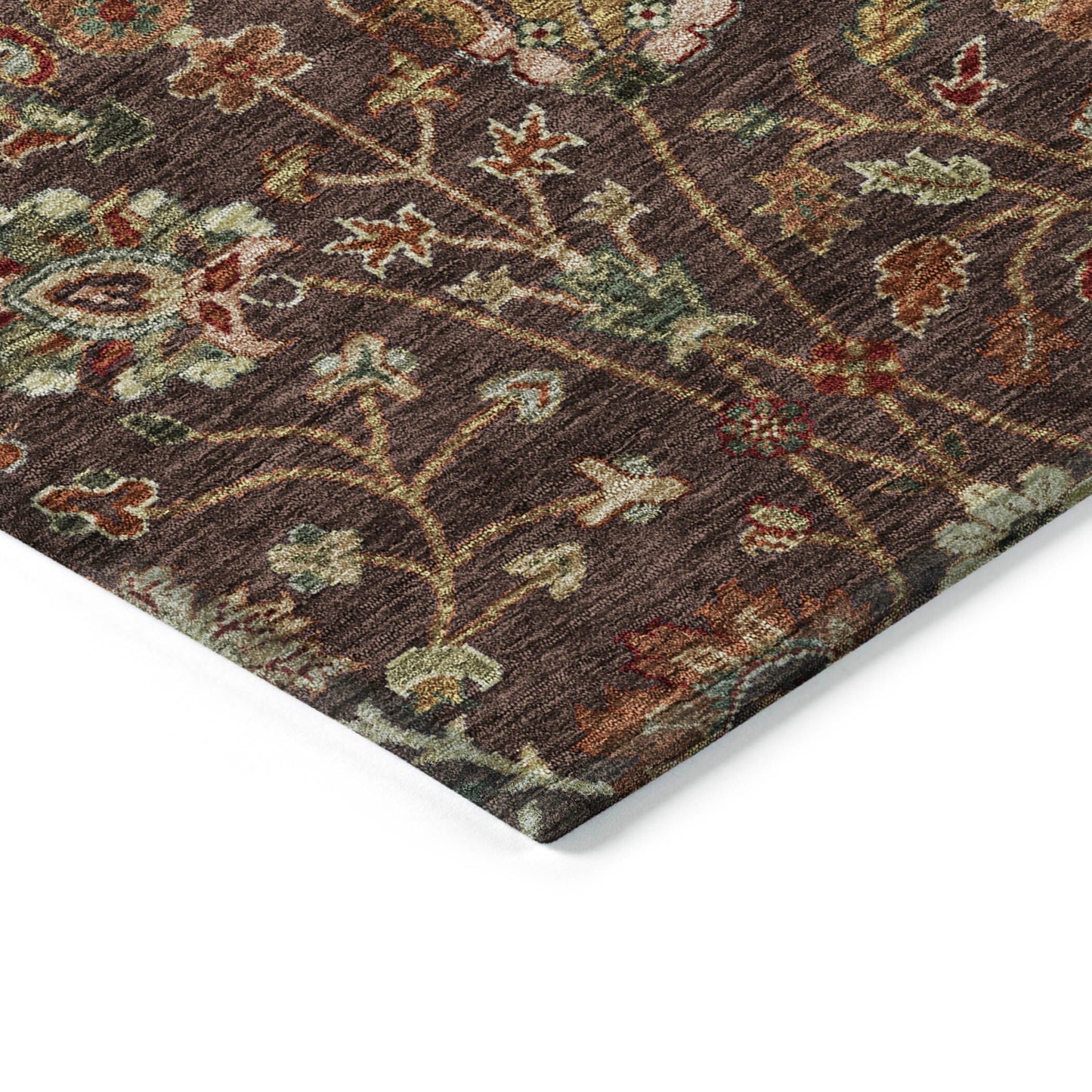 Machine Washable Indoor/ Outdoor Traditional Kashan Chantille Rug