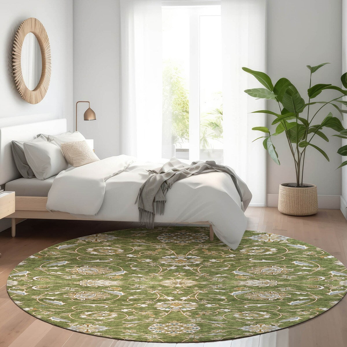 Machine Washable Indoor/ Outdoor Traditional KashanChantille Rug