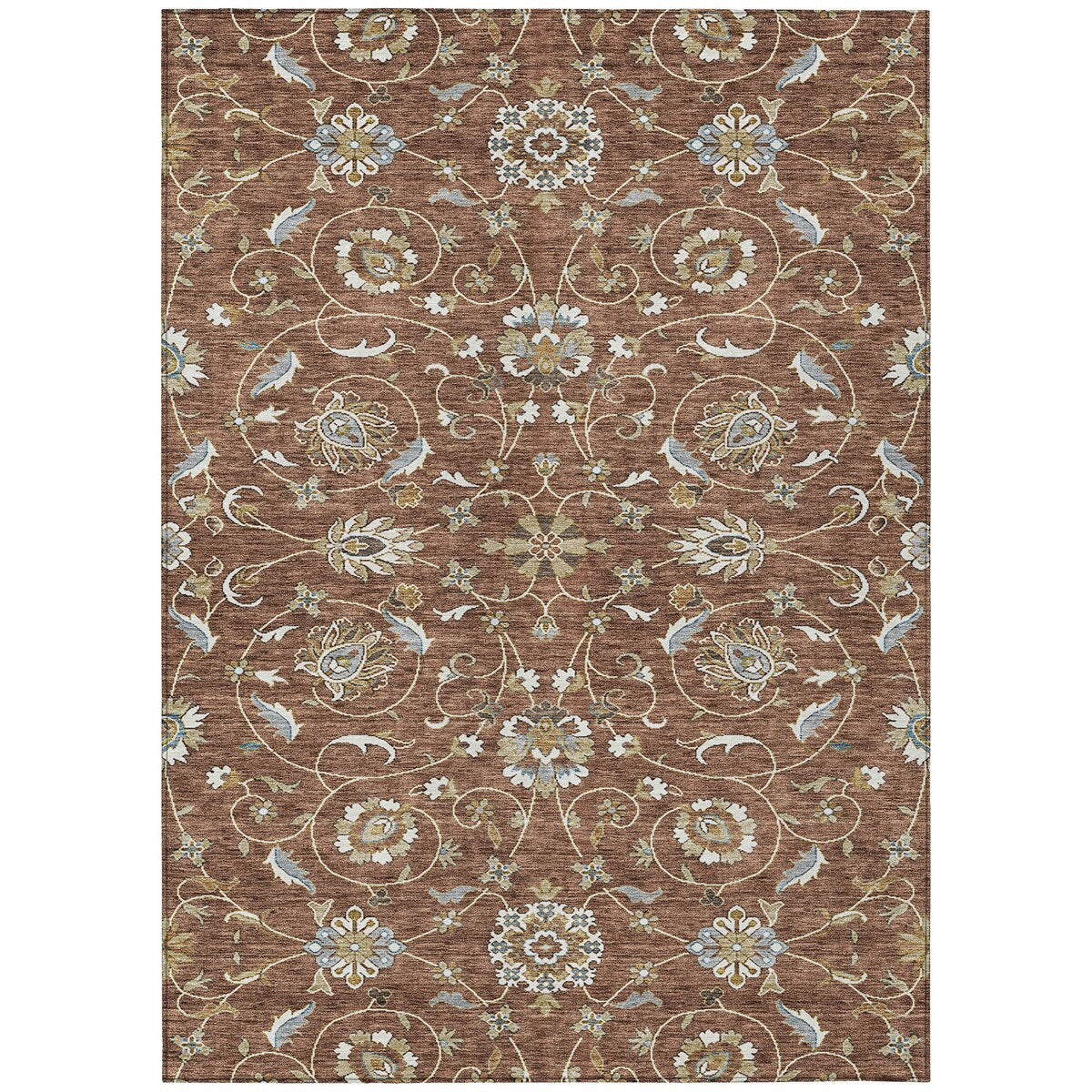 Machine Washable Indoor/ Outdoor Traditional KashanChantille Rug