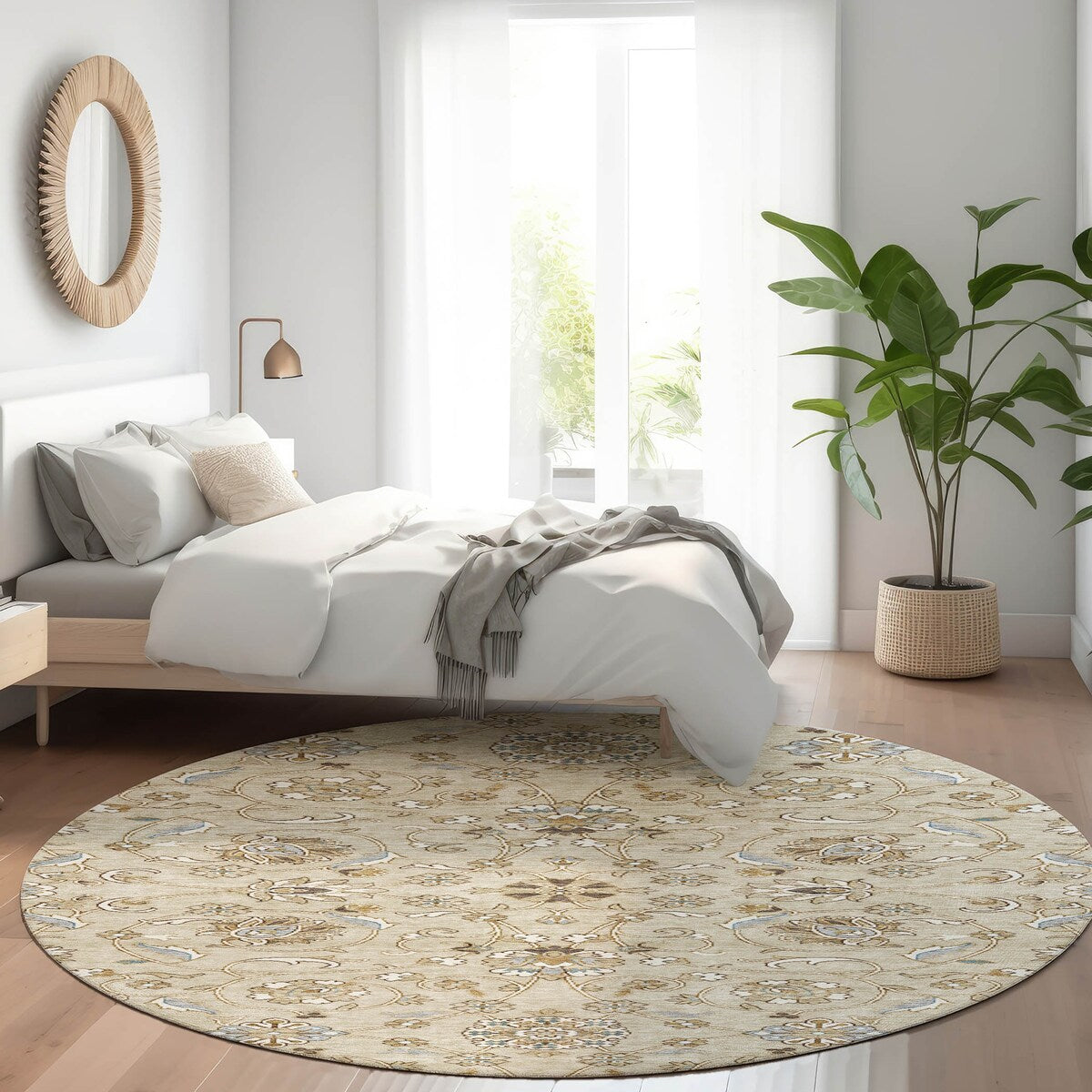 Machine Washable Indoor/ Outdoor Traditional KashanChantille Rug
