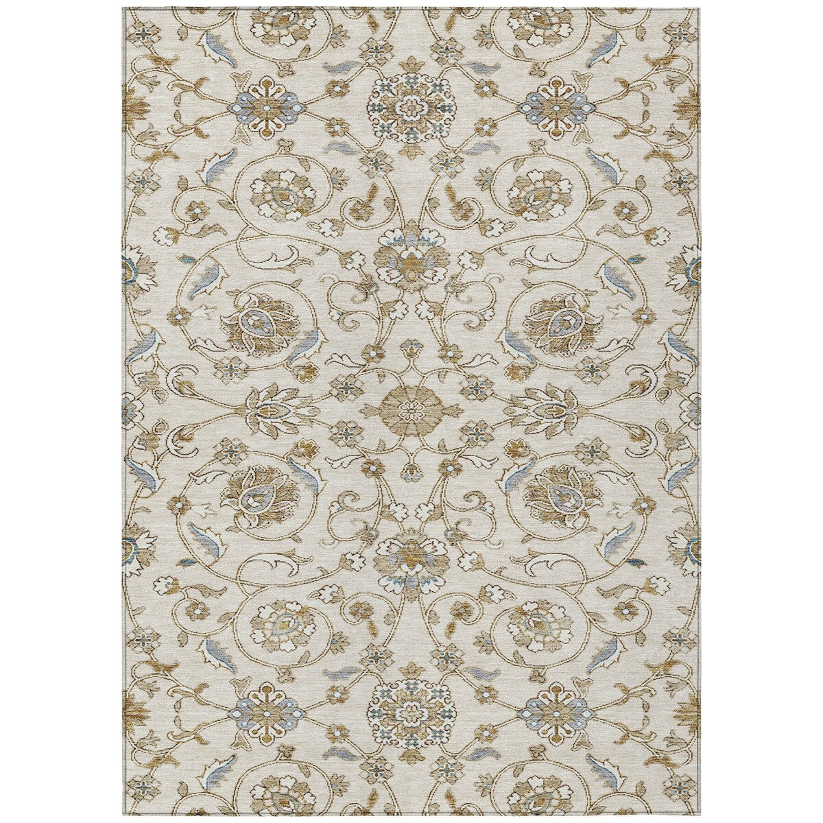 Machine Washable Indoor/ Outdoor Traditional KashanChantille Rug