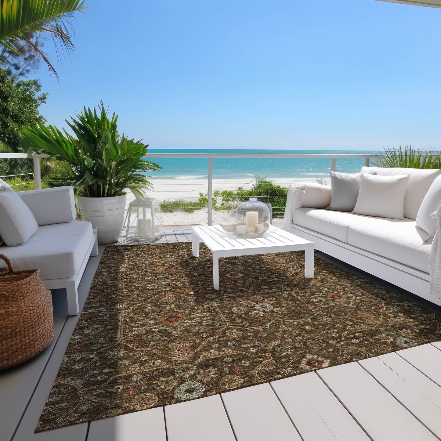 Machine Washable Indoor/ Outdoor Traditional Persian Chantille Rug