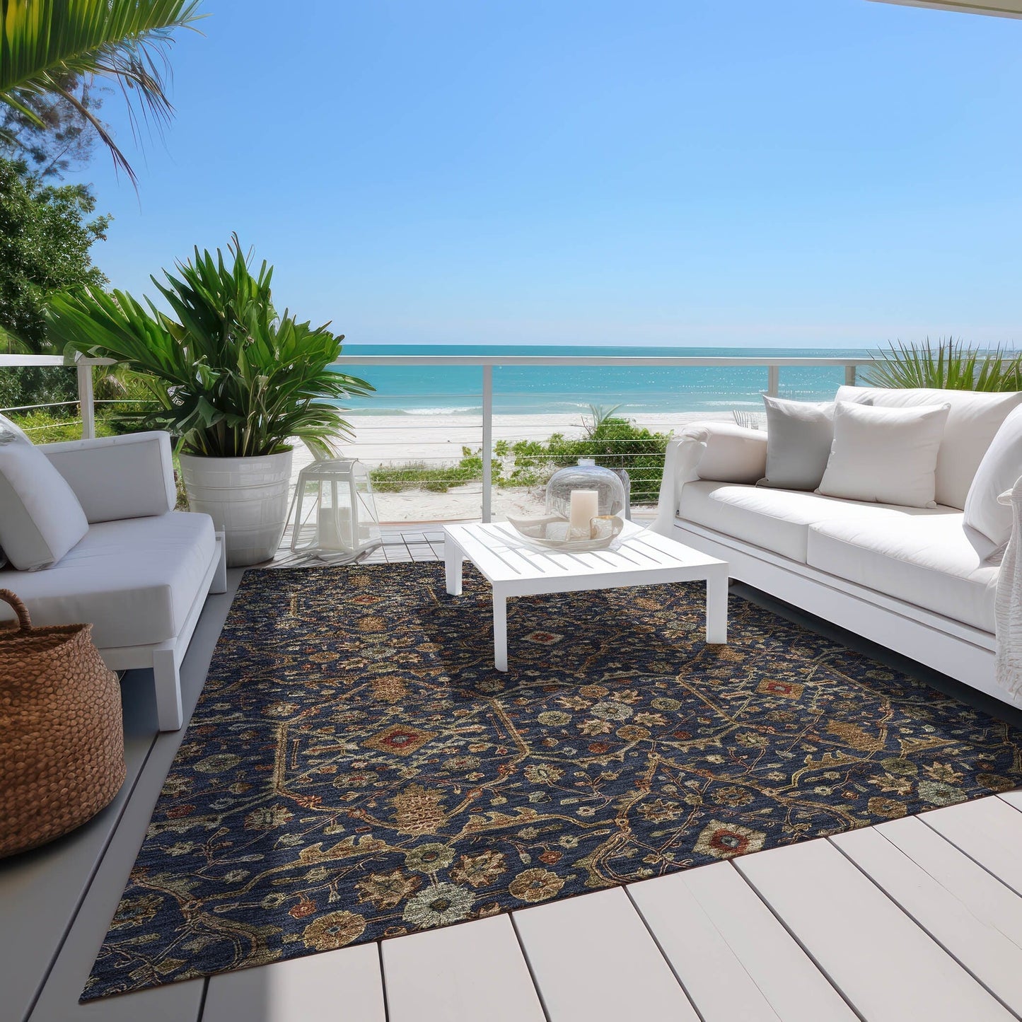 Machine Washable Indoor/ Outdoor Traditional Persian Chantille Rug