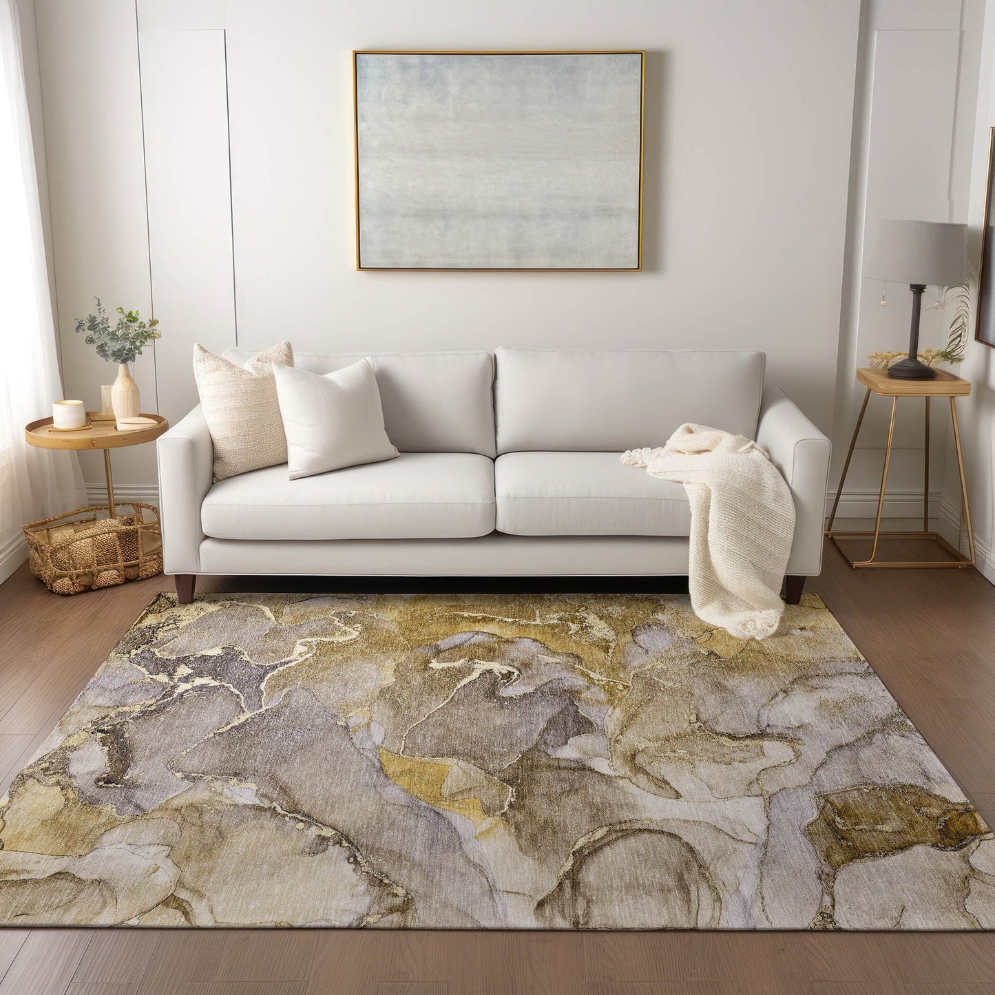 Machine Washable Indoor/ Outdoor Chantille Watercolor Rug
