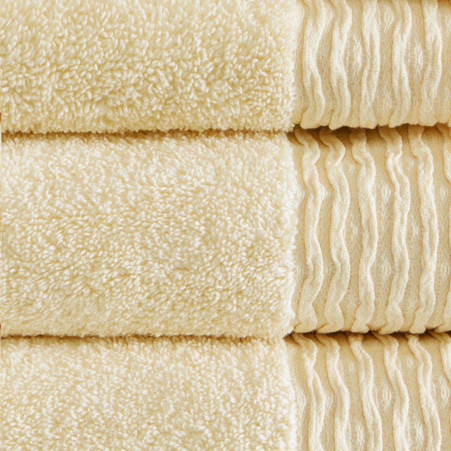 Madison Park Aer Jacquard Wavy Border Zero Twist Antimicrobial Cotton Towel Set