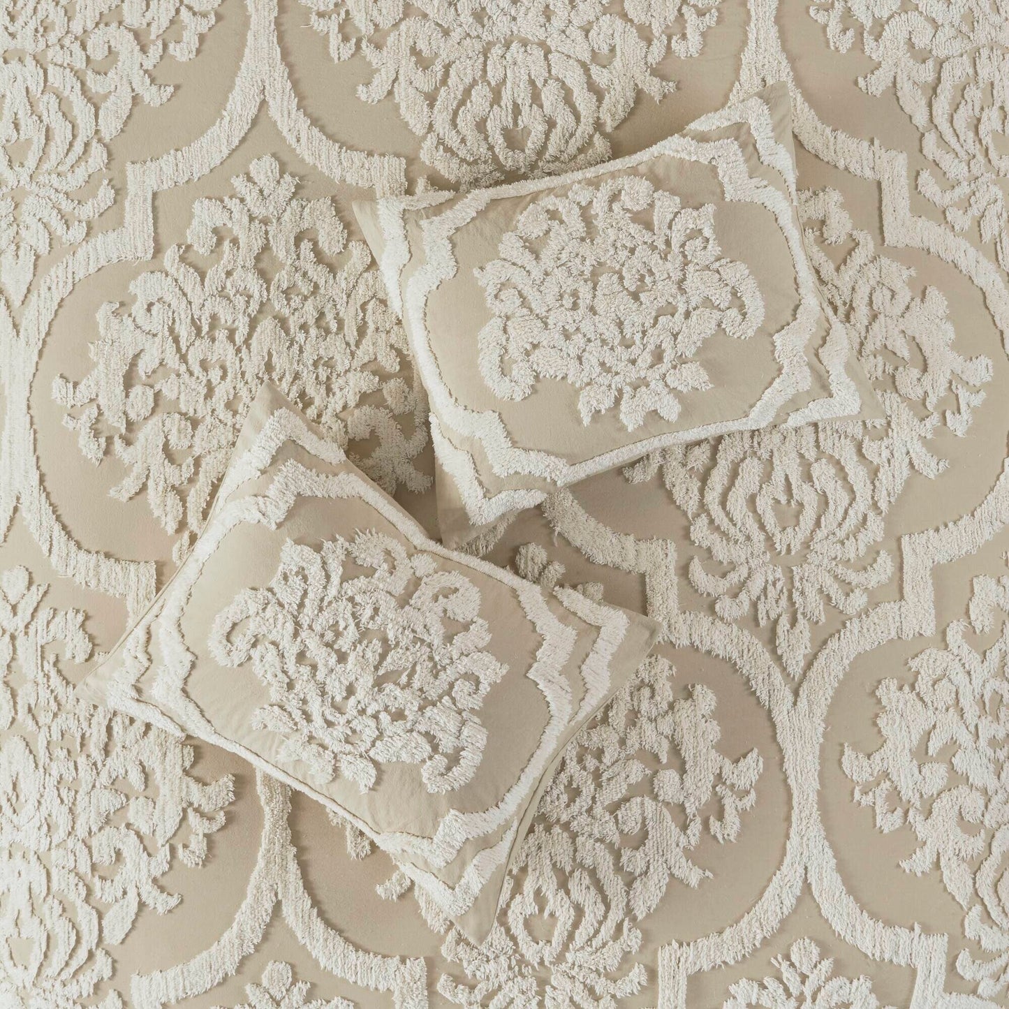 Madison Park Aeriela Tufted Cotton Chenille Damask Duvet Cover Set