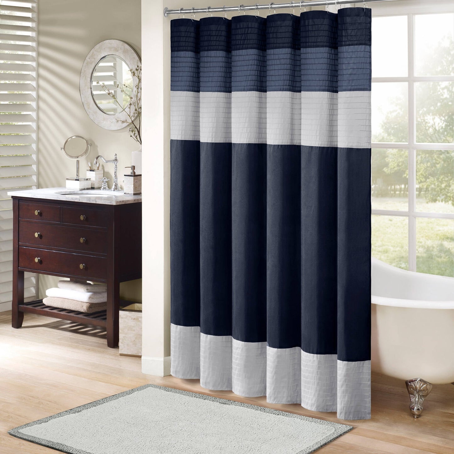 Madison Park Amherst Faux Silk Shower Curtain