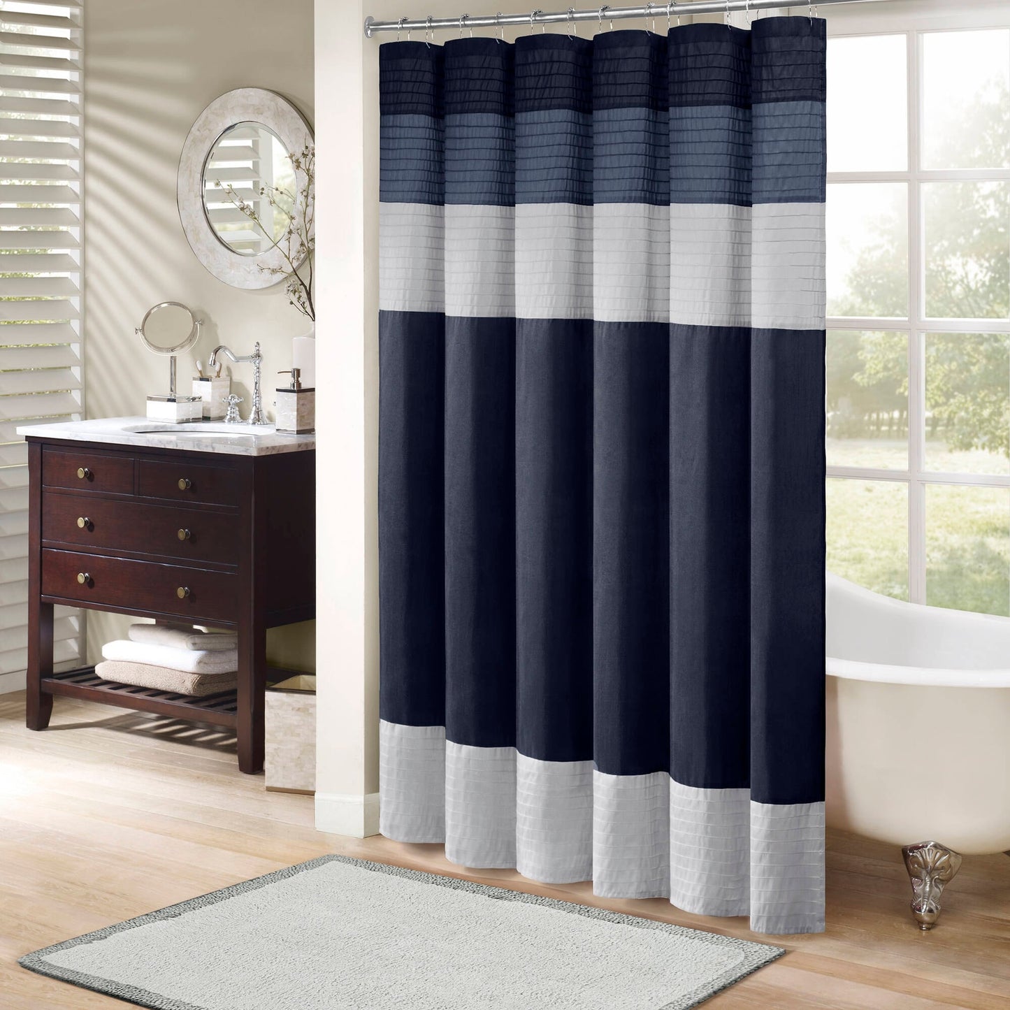 Madison Park Amherst Faux Silk Shower Curtain
