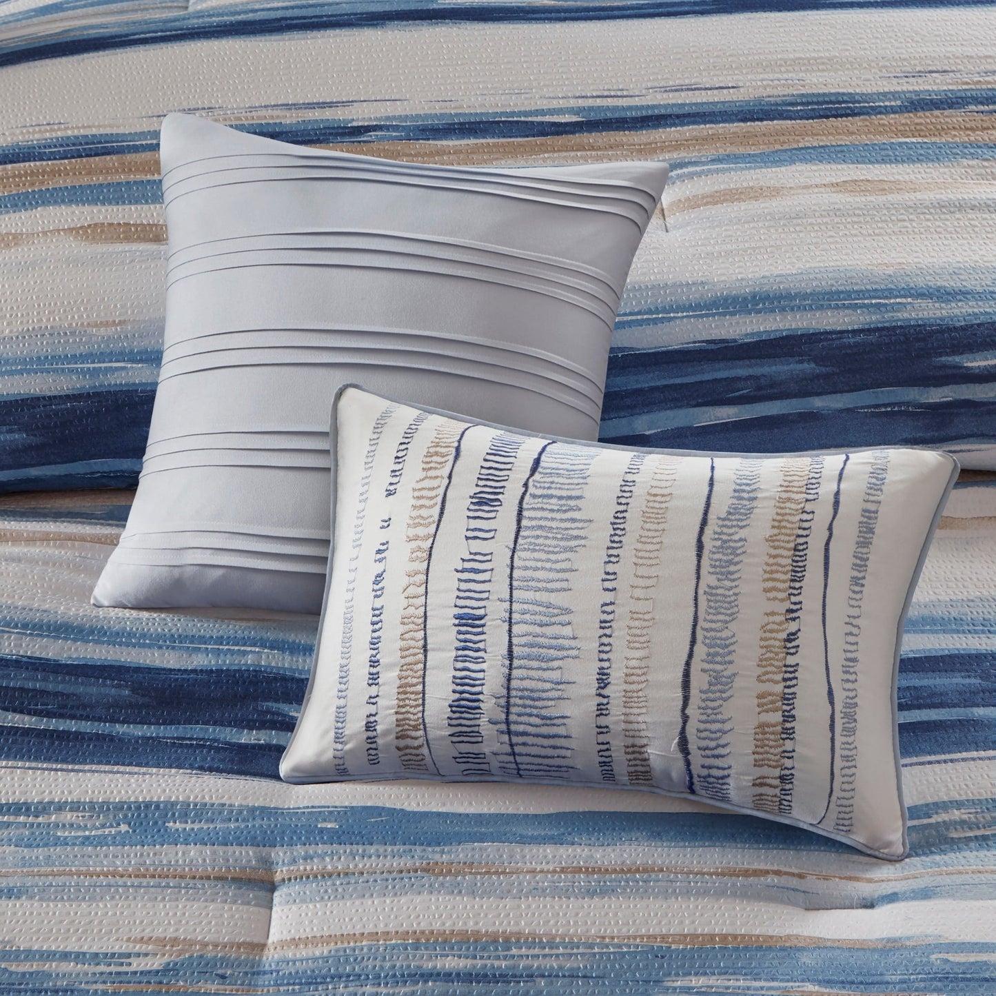 Madison Park Anchorage 8 Piece Printed Seersucker Comforter and Quilt Set Collection