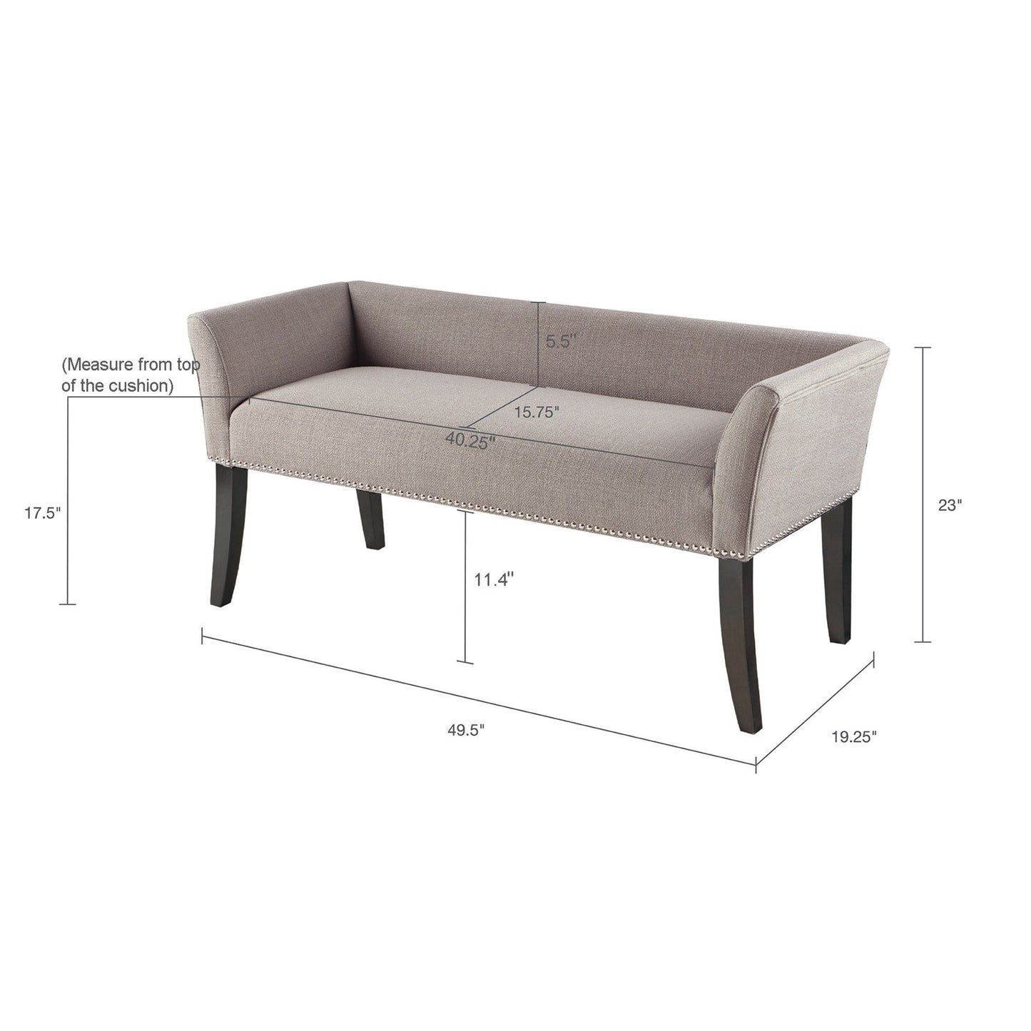 Banc rembourré Madison Park Welburn 49,5 avec dossier et pieds en bois