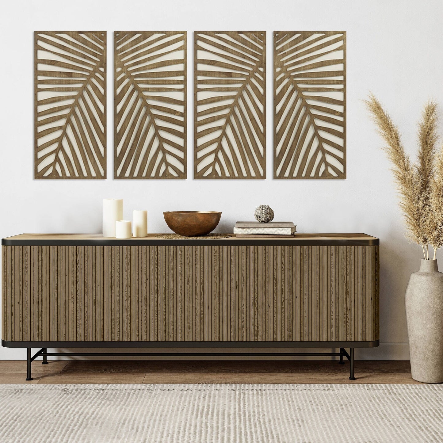 Madison Park Birch Palms Birch Botanical Two-tone Wood Panel Wall Decor Set