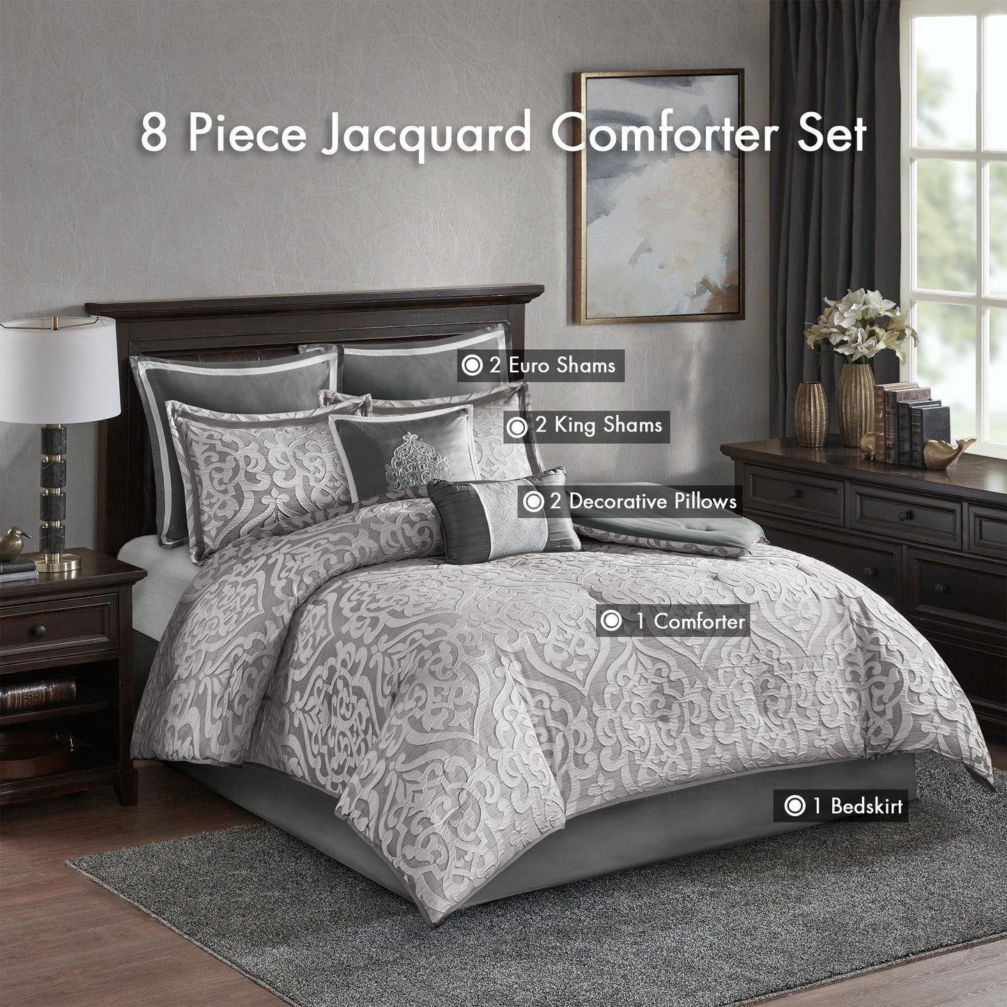 Madison Park Dillon 8 Piece Jacquard Comforter Set