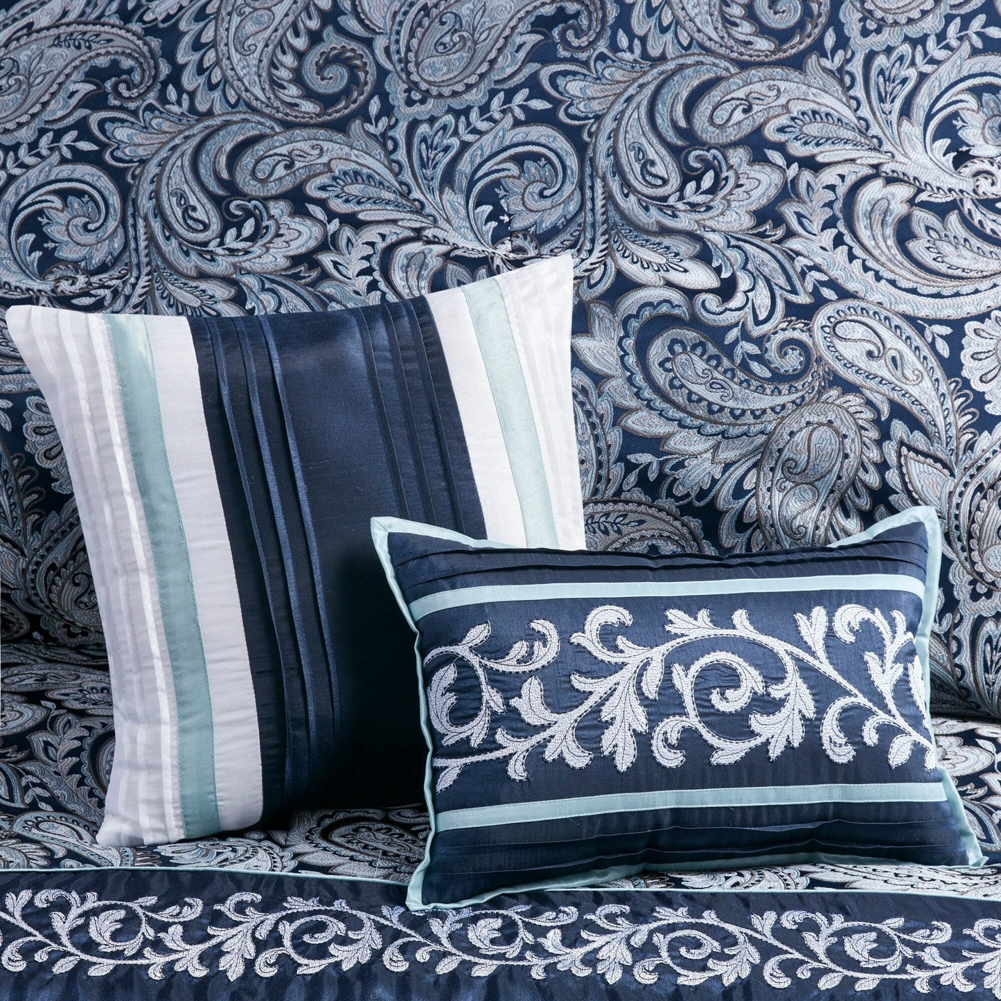 Madison Park Elaine Navy 7 Piece Jacquard Comforter Set