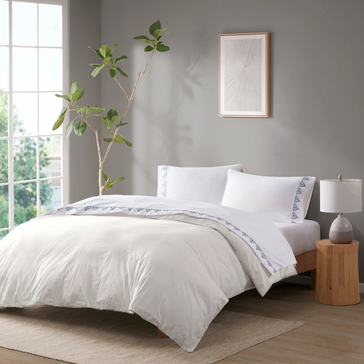 Madison Park Embroidered Microfiber 4 PC Sheet Set
