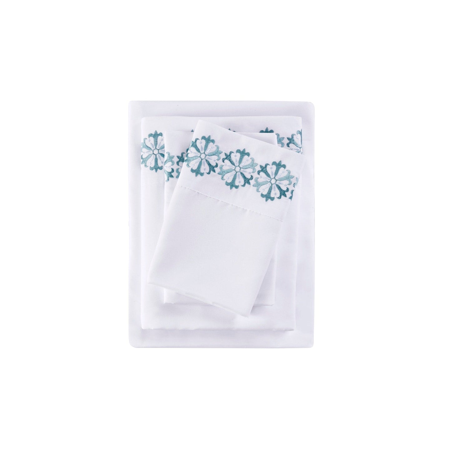 Madison Park Embroidered Microfiber 4 PC Sheet Set