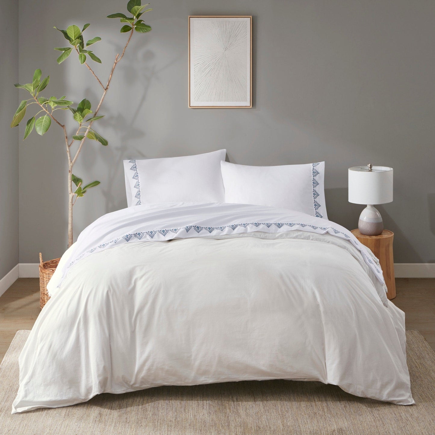 Madison Park Embroidered Microfiber 4 PC Sheet Set