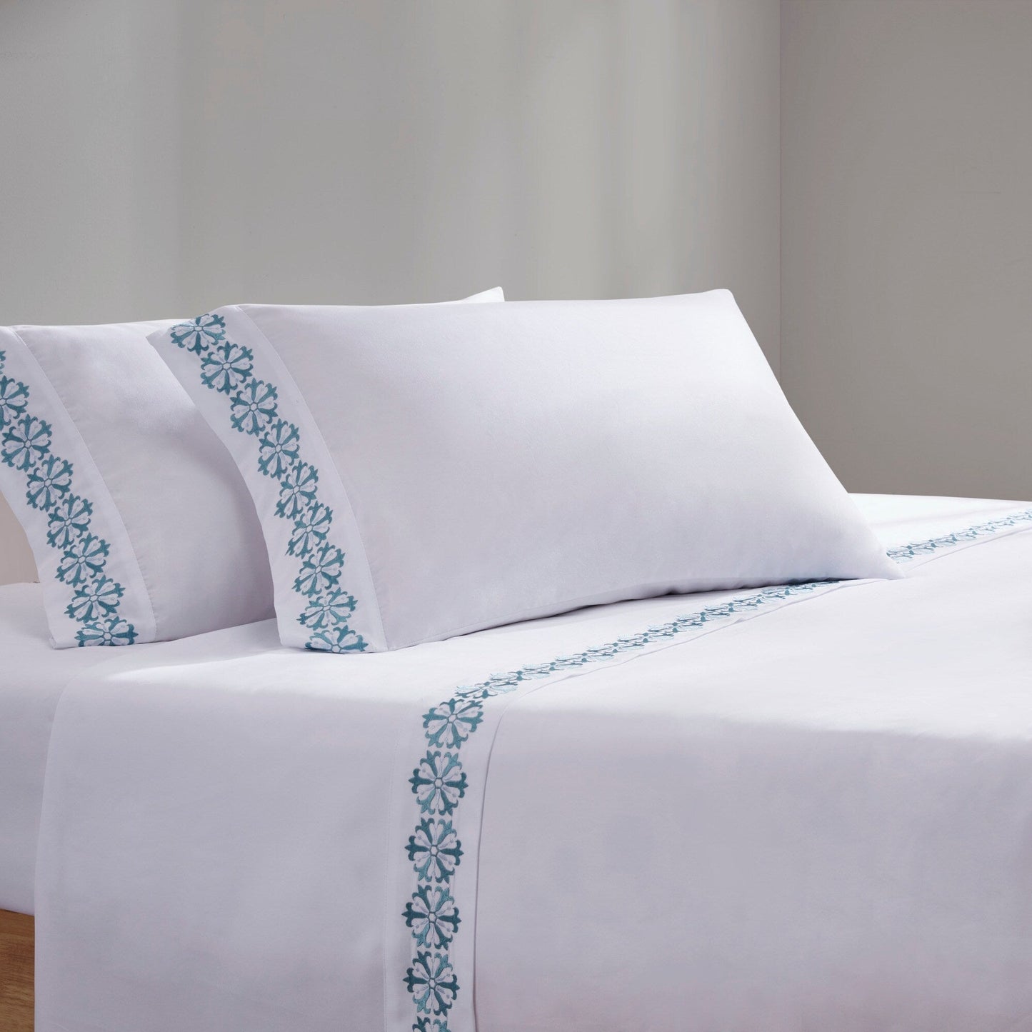 Madison Park Embroidered Microfiber 4 PC Sheet Set