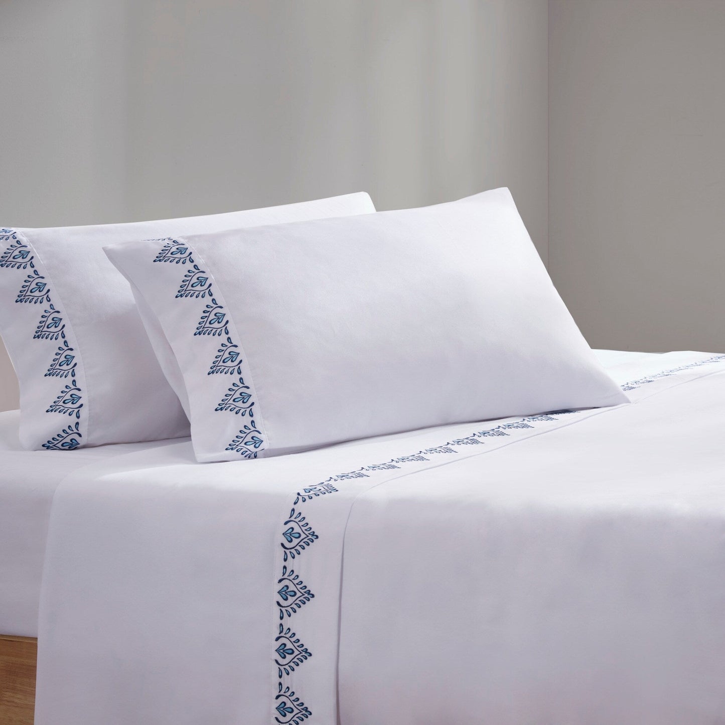 Madison Park Embroidered Microfiber 4 PC Sheet Set