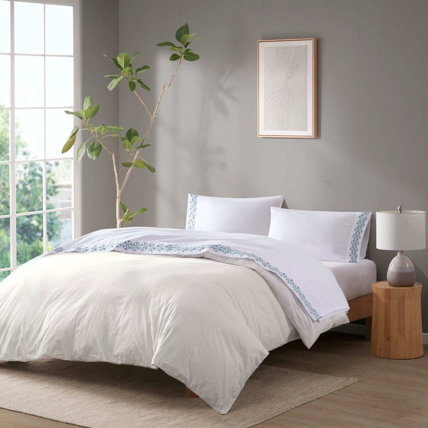 Madison Park Embroidered Microfiber 4 PC Sheet Set