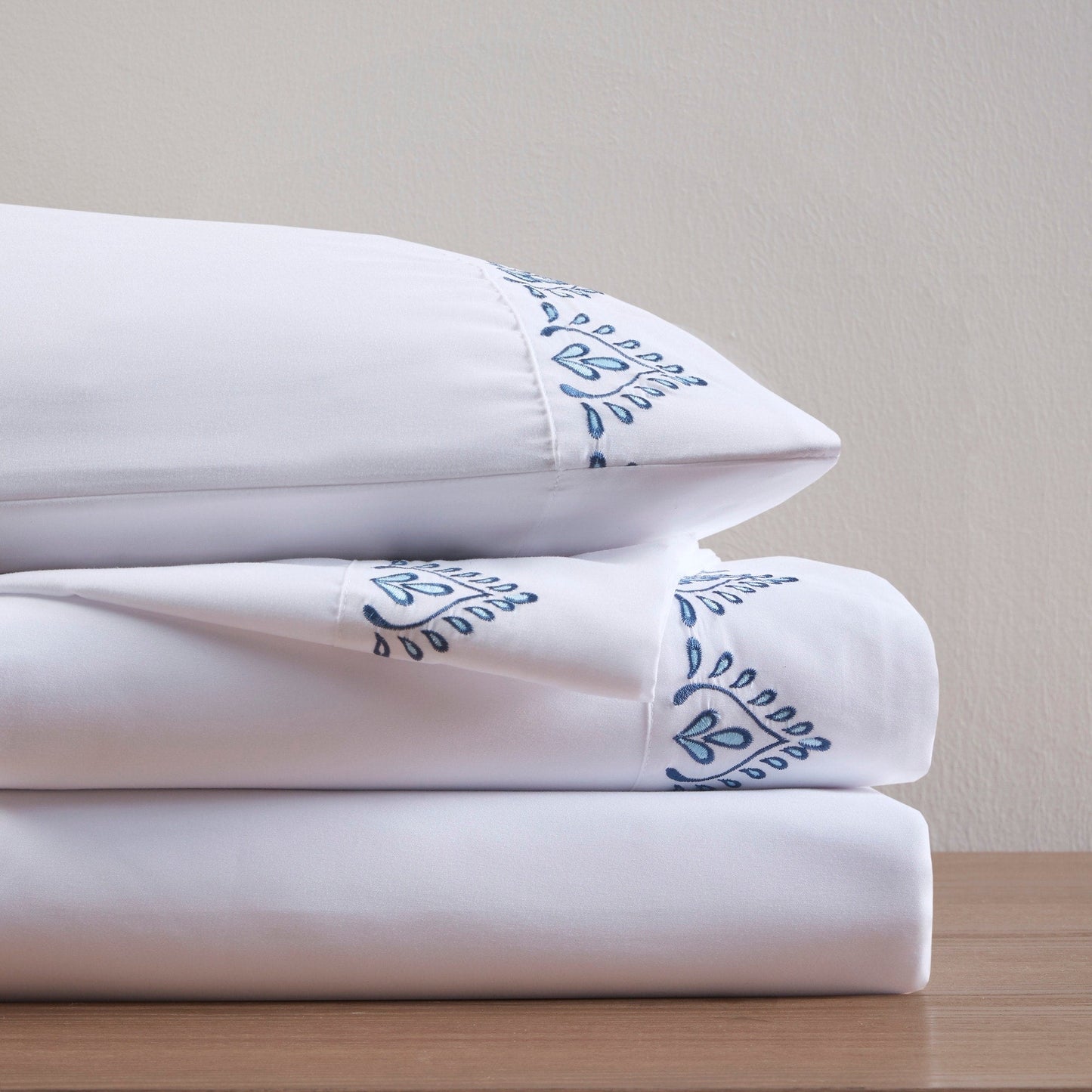 Madison Park Embroidered Microfiber 4 PC Sheet Set