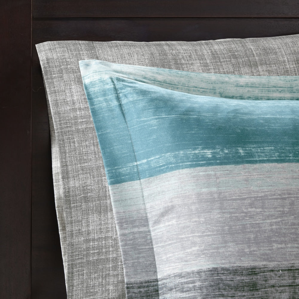Madison Park Essentials Barret Aqua Comforter Set with Cotton Bed Sheets