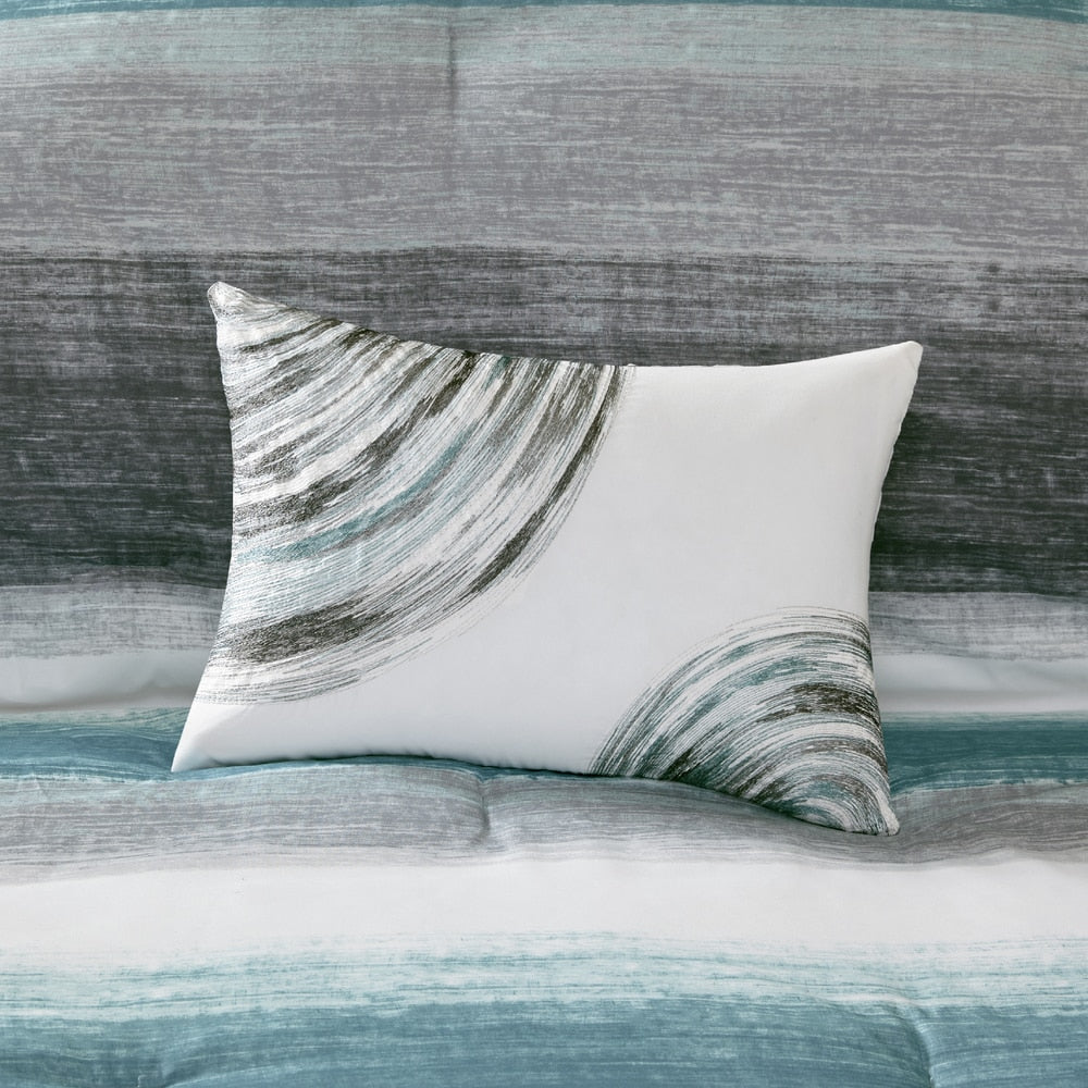 Madison Park Essentials Barret Aqua Comforter Set with Cotton Bed Sheets