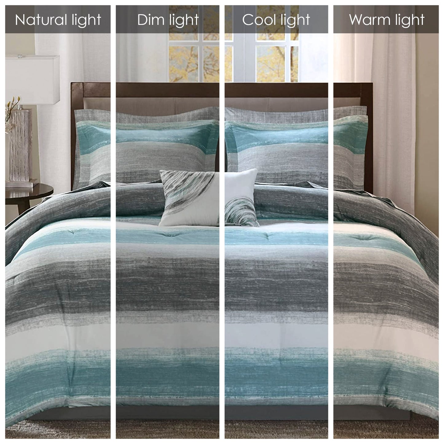 Madison Park Essentials Barret Aqua Comforter Set with Cotton Bed Sheets